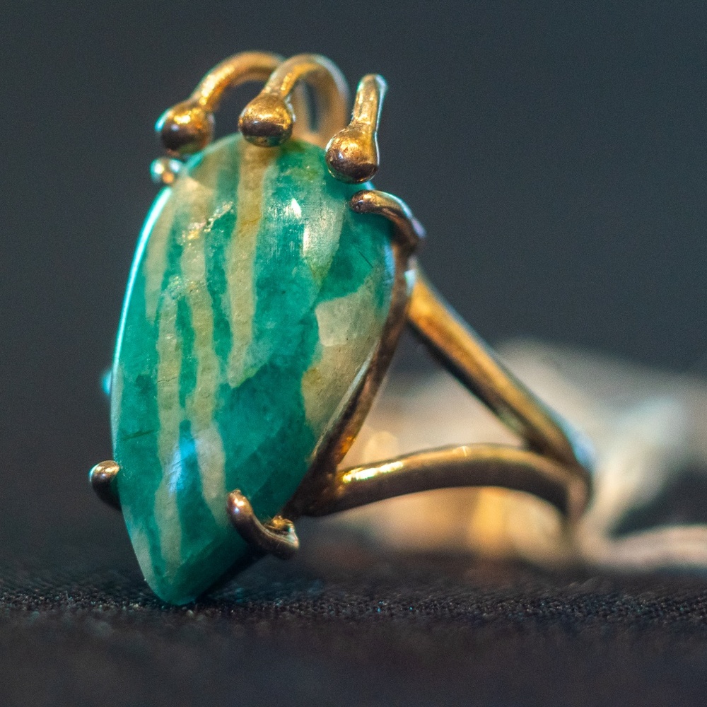 Russian Amazonite 925 SS Ring sz 8.5